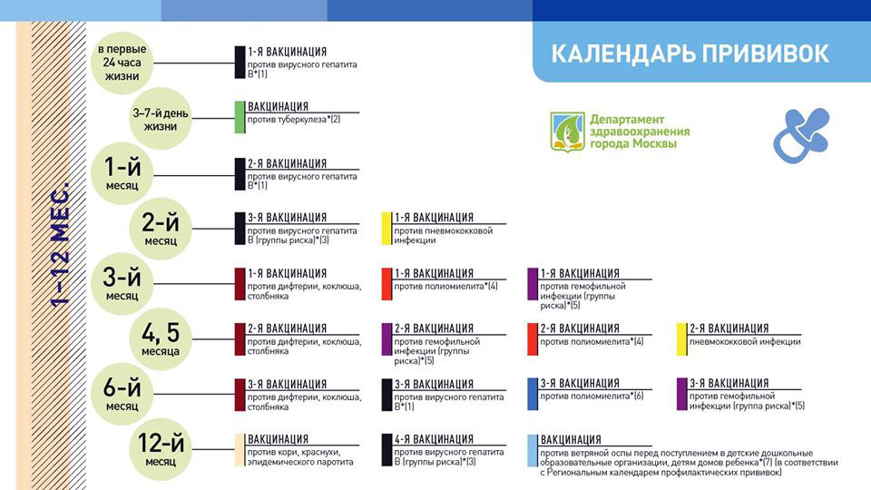 Первые прививки. Вакцинация до года